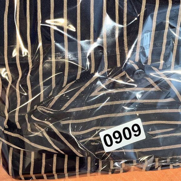 Unqilo Womens Striped Long Sleeve Midi Shirt Dress Navy/Beige M - Picture 9 of 9